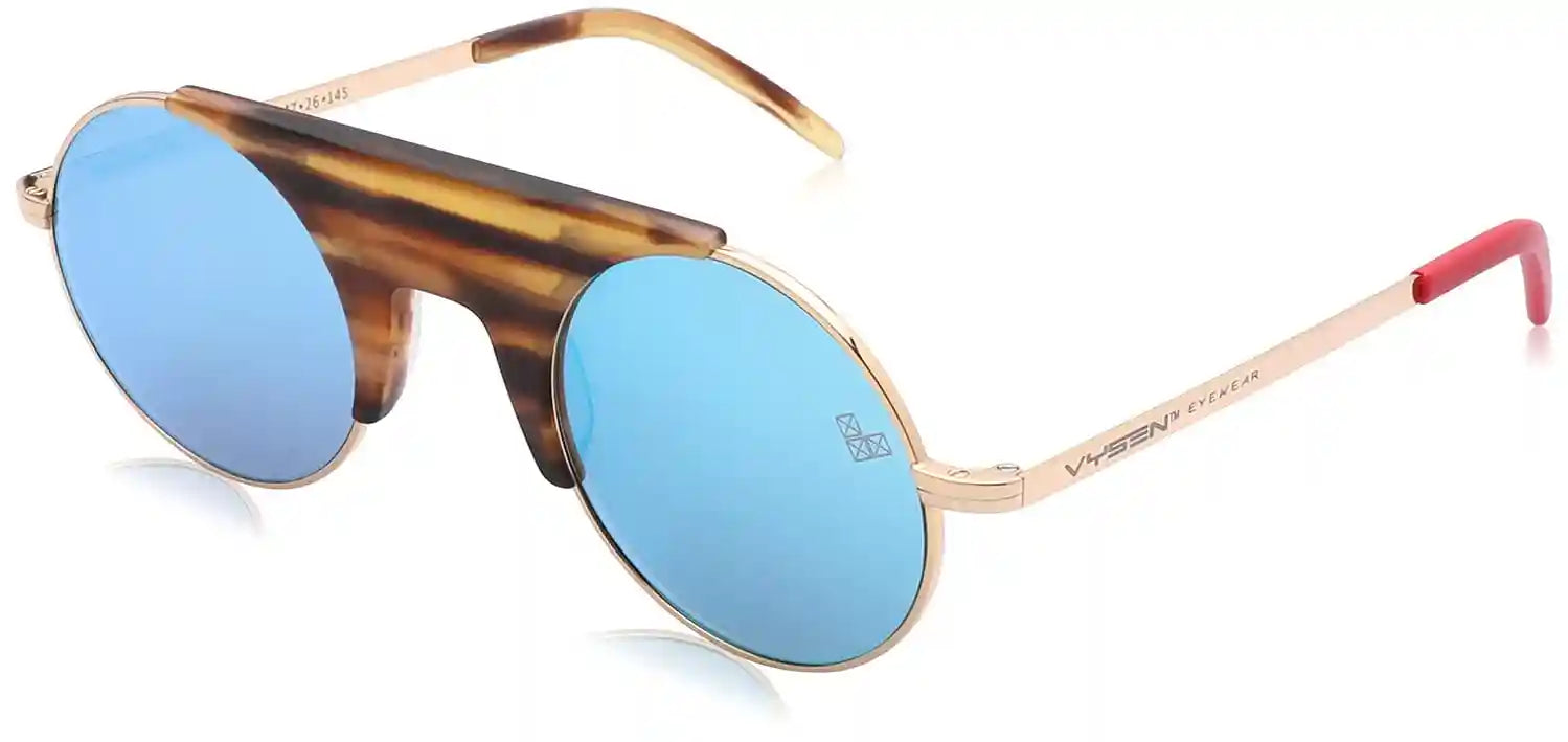 Vysen Mirror-Lens Patterned Panel Womens Round Polarized Sunglasses - Have Scratch - Safqqa Egypt