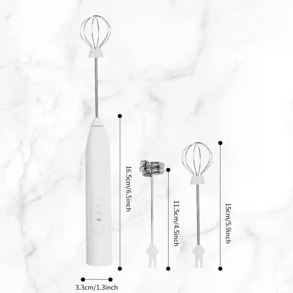 Darbermu 3-Speed Rechargeable Milk Frother with Dual Whisks – Handheld Coffee & Egg Mixer - Safqqa Egypt