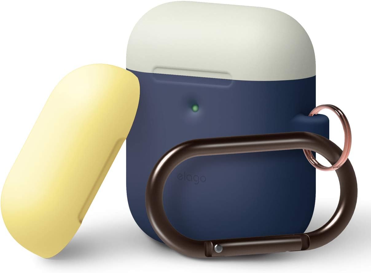 Elago duo hang case (compatible with airpods 1 and 2) body-jean indigo / top-classic white, yellow - Safqqa Egypt