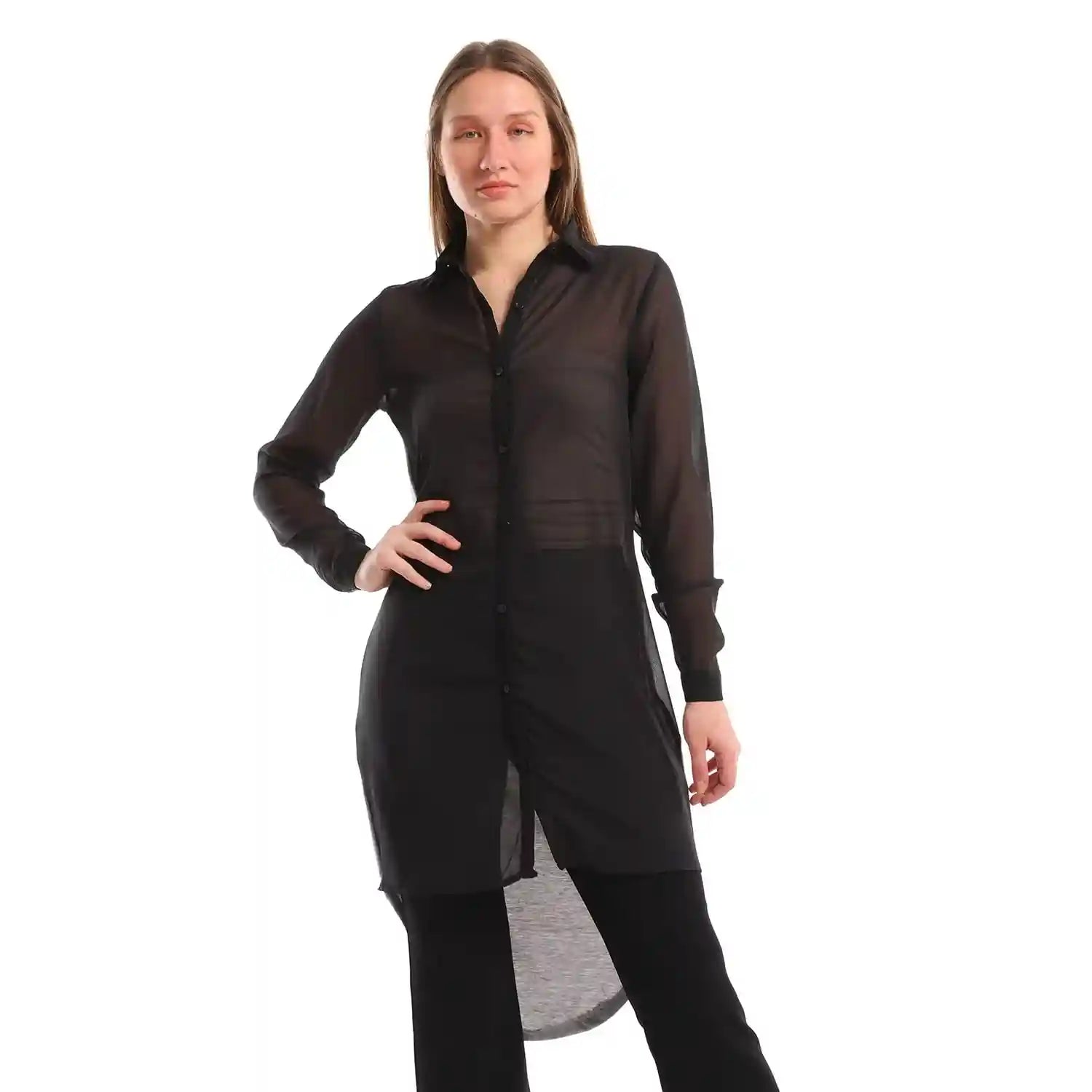 JAMILA Women High Low Buttoned Down Shirt - Safqqa Egypt