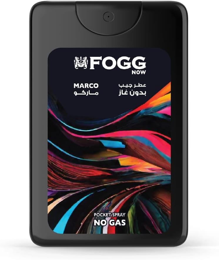 عطر فـوج ماركو بخاخ جيب (17 مل). يتميز بعطر رجولي قوي وثابت يدوم طويلاً، مناسب للاستخدام اليومي أو أثناء السفر.
