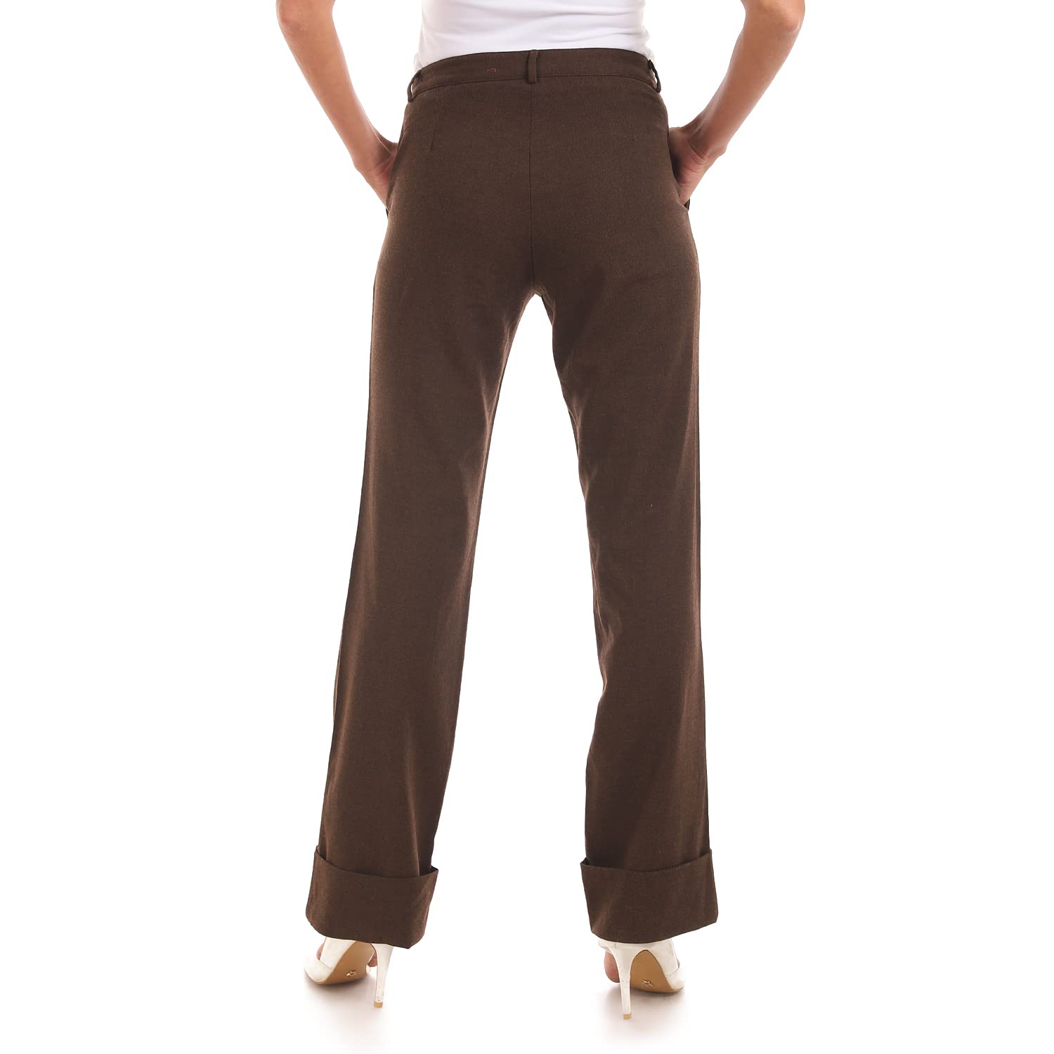 esla_Skinny Solid Classic Pants_Brown