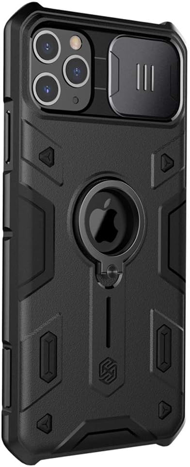 غطاء نيلكين لهاتف iPhone 11 Pro مزود بحماية للكاميرا منزلق ومثبت حلقي، مصمم لتوفير حماية كاملة للجهاز مع الحفاظ على مظهر أنيق وعصري. يحتوي على غطاء منزلق للكاميرا يحمي العدسة من الخدوش والغبار،