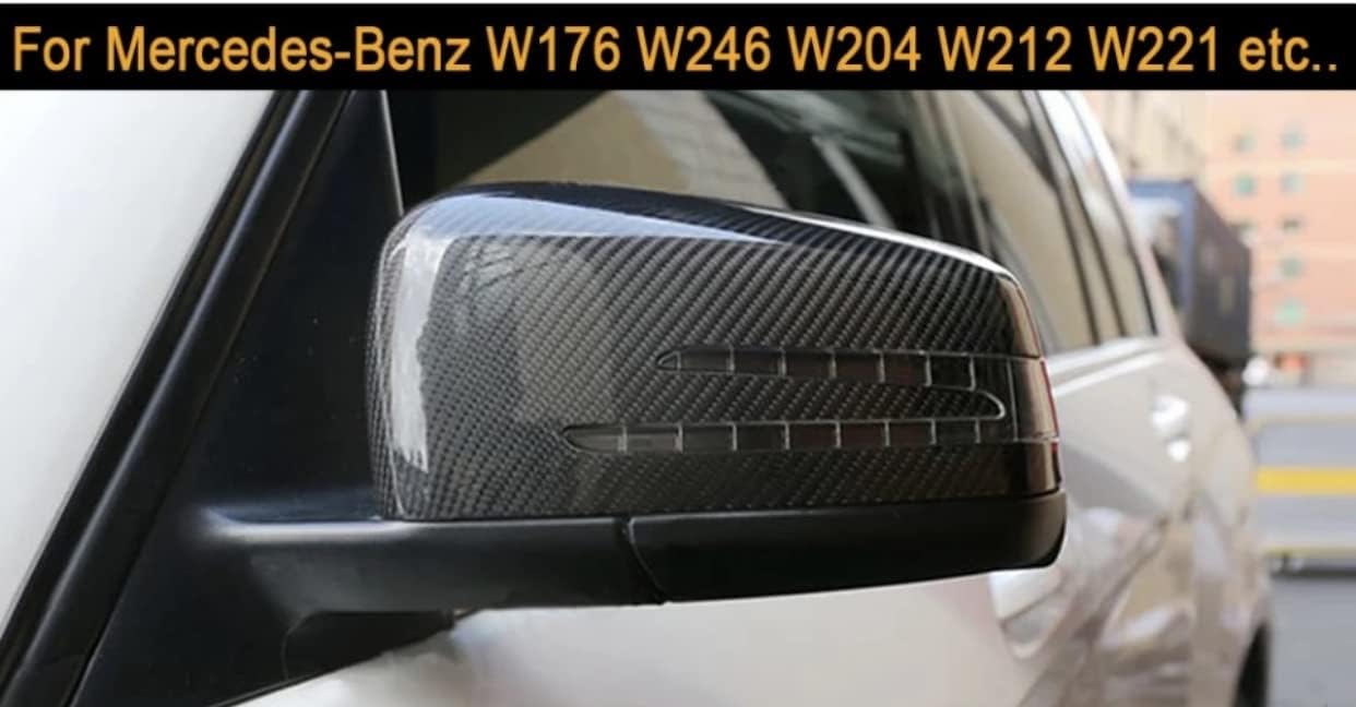 Generic 2pcs Replacement Carbon Fiber Pattern Rearview side Mirror cover caps For Mercedes Benz - Safqqa Egypt