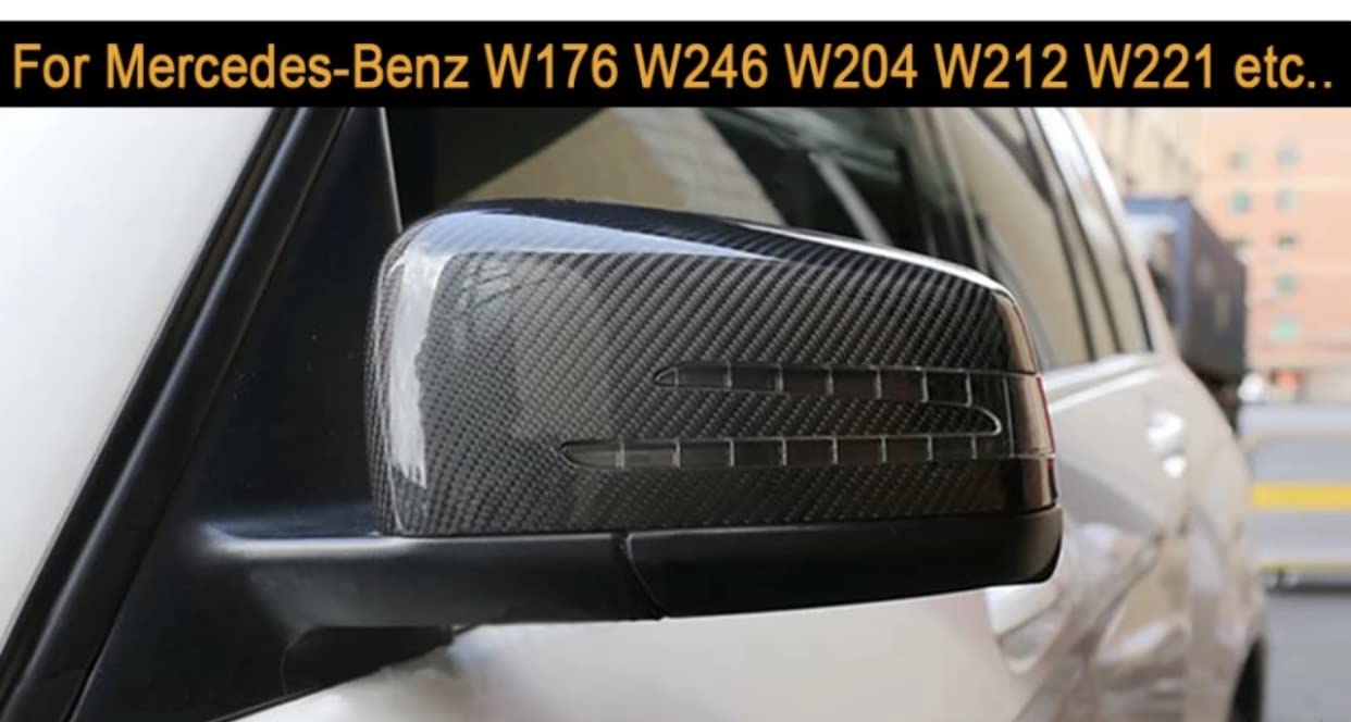 Generic 2pcs Replacement Carbon Fiber Pattern Rearview side Mirror cover caps For Mercedes Benz - Safqqa Egypt