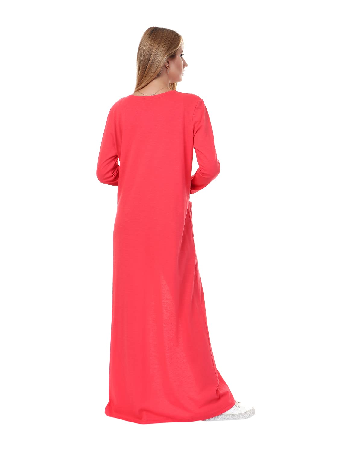 Jamila Women Plain Front Pockets Long Sleeves Maxi Cardigan