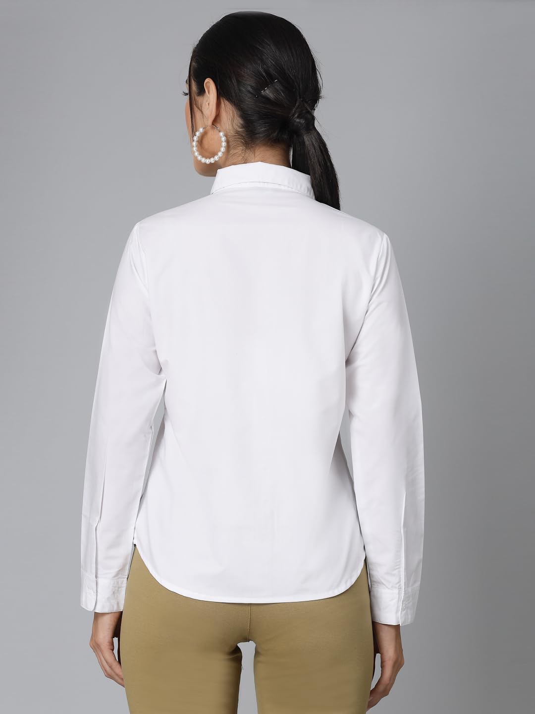 Krave Women’s Cotton-Blend Long Sleeve Formal Shirt – Elegant Office Wear