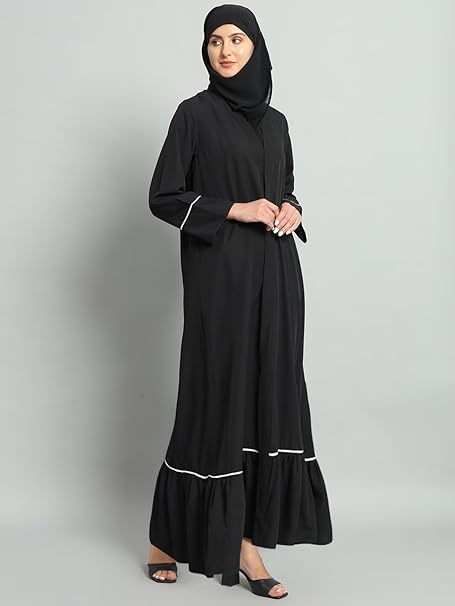 Styleville.in Women Abaya with Hijab Black Arabic Wear Elegant Modest Outfit