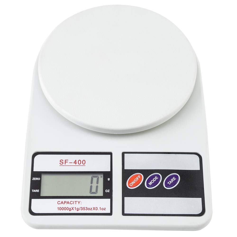 High Accuracy Digital Kitchen Scale 10 Kg - White Electronic Weight Scale - Portable Kitchen Food LCD Display Scales