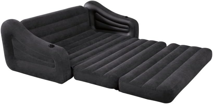 Intex Inflatable Sofa Bed 68566, 193 x 221 x 66 cm, Convertible Air Sofa, Black- Damage Box