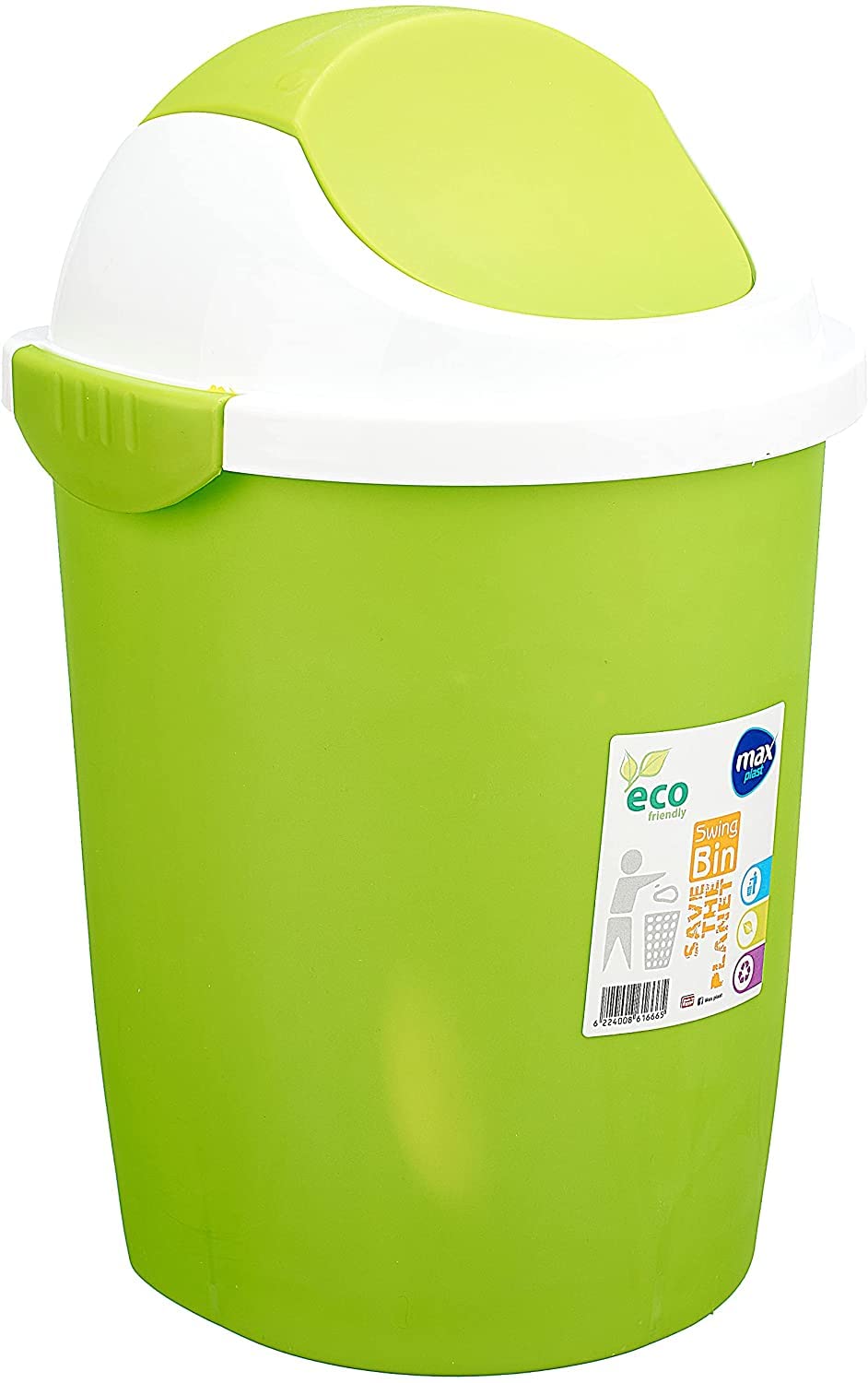 Max Plast Plastic Trash Bin with Swing Lid