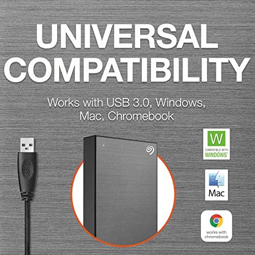 Seagate One Touch HDD with Password 1TB External Hard Drive – Black, for PC Laptop Mac and Chromebook, 6mo Mylio Photos and Dropbox, Rescue Service (STKY1000400)