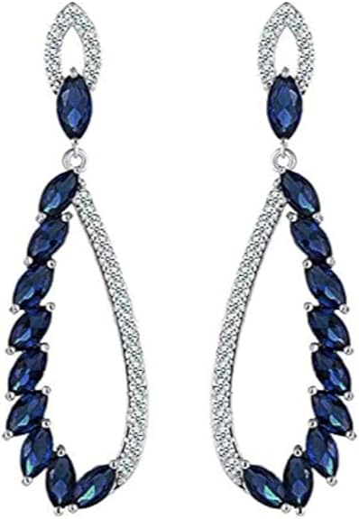 YouBella Silver Plated Fancy Party Wear Earrings for Women and Girls – Blue – Safqqa Egypt