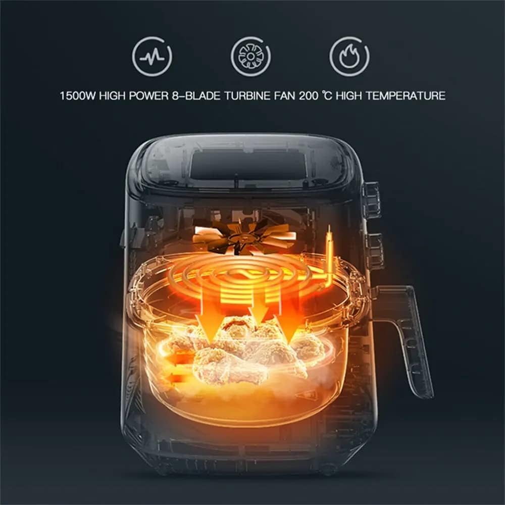 قلاية DSP بدون زيت – 1500 واط، 5.5 لتر، أسود