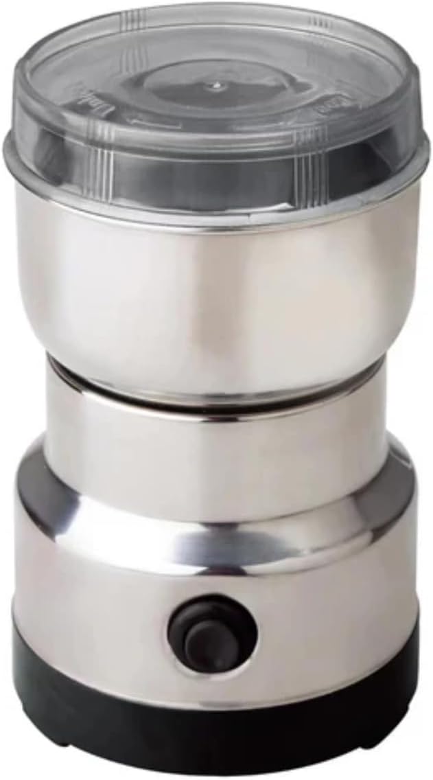 مطحنة القهوة والتوابل الكهربائية من جينيريك. تأتي مزودة بمحرك قوي ووعاء من الفولاذ المقاوم للصدأ لطحن حبوب القهوة والمكسرات والتوابل والأعشاب والحبوب بسرعة وسهولة.