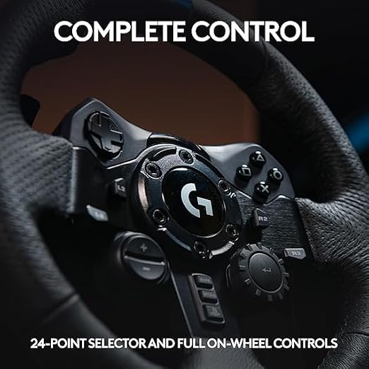 طارة ألعاب سباق من ماركة لوجيتك موديل G923 مع دواسات واهتزاز واقعي متوافقة مع PS5 وPS4 والكمبيوتر بحالة علبة تالفة – Safqqa Egypt