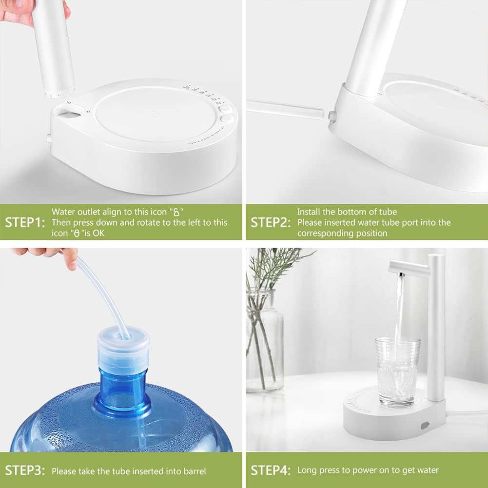 موزع المياه المكتبي من AUAUY هو حل ذكي ومريح لتعبئة المياه بسهولة من عبوات 5 جالون والعبوات العالمية. يتميز بـ 6 مستويات لتدفق المياه تتيح لك التحكم في كمية المياه بضغطة زر واحدة. يعمل بتقنية الشحن عبر منفذ USB - بدون الوصلة