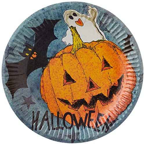 Party Pumpkin Print Bags Blowouts Forks Cups Plates Hats and Horns Set 71 Pieces - Multi Col - Safqqa Egypt