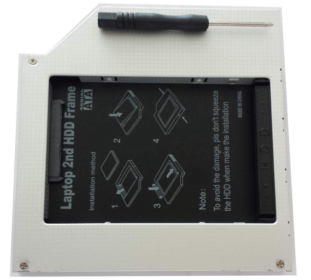 حامل هارد ديسك أو إس إس دي إضافي (9.5 ملم) – لتحويل مدخل السيدي في اللابتوب إلى مساحة تخزين إضافية