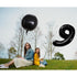 بالون فويل كبير على شكل رقم تسعة يمكن ملؤه بالهواء أو الهيليوم من مواد عالية الجودة مصنوعة خصيصًا لتزيين حفلات أعياد الميلاد 87 × 56 سم - أسود