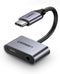 محول UGREEN USB C إلى 3.5 مم 2 في 1 USB C إلى سماعة رأس وشحن محول صوتي ألومنيوم شاحن سريع وسماعات متوافق مع Huawei P30 Pro P20 P20 Pro Mate 20 Pro، OnePlus 8/8pro Xiaomi Mi 9/8