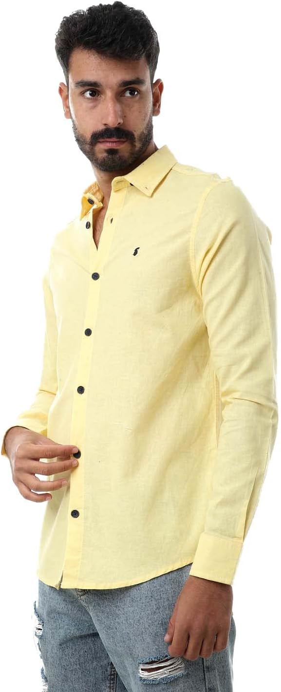 White Rabbit Solid Collar Neck Long Sleeve Shirt for Men