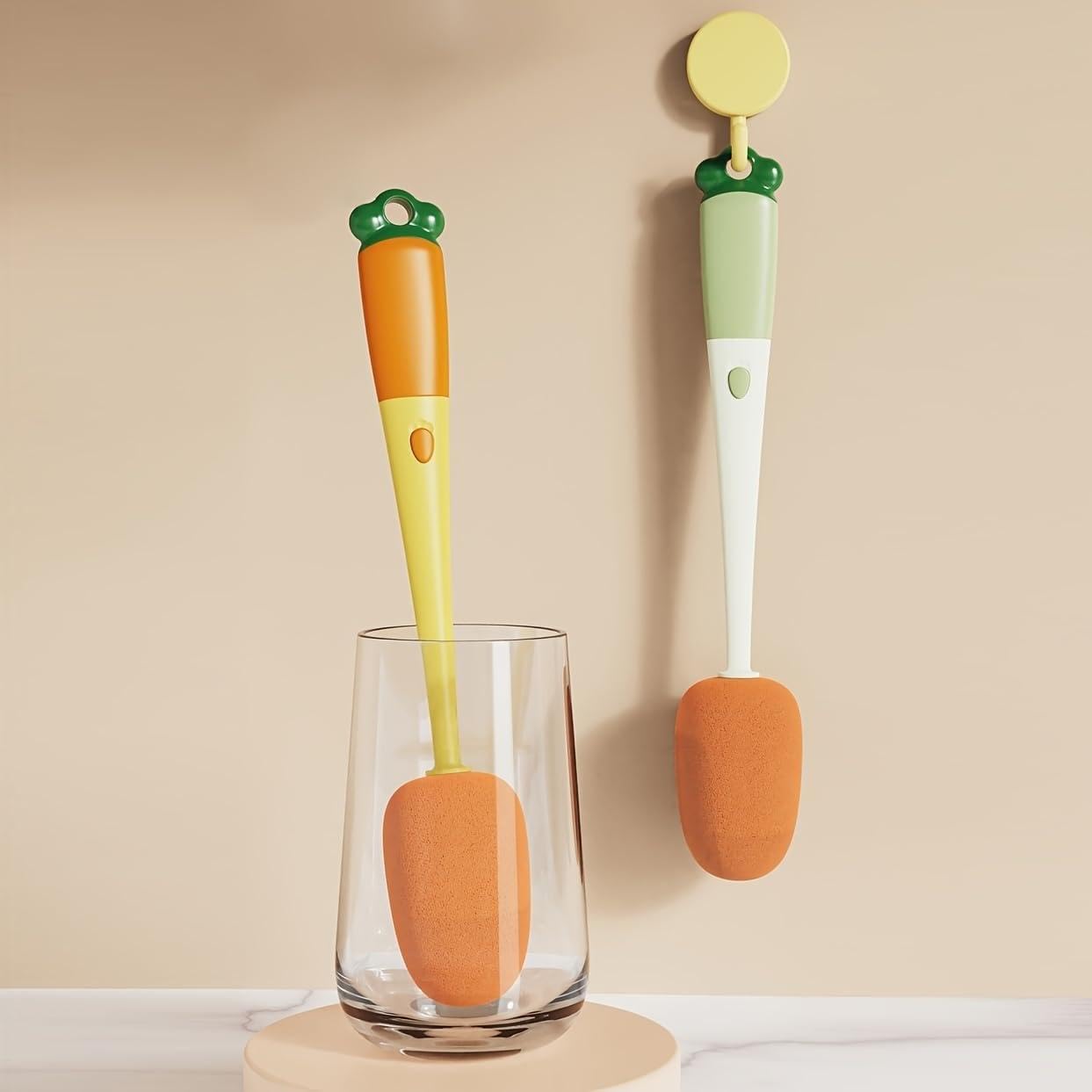 Generic Revolutionize your kitchen cleaning with this set of 2 multi-functional brushes for cups, bottles and glassware