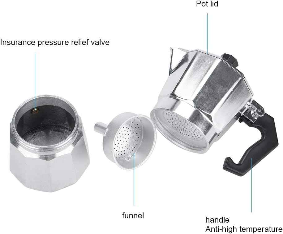 Stovetop Espresso Maker Moka Pot Italian Espresso Greca Coffee Maker 2 Cup 100ml Aluminum Stove Top Coffee Home Office Use Gift for Friends for Italian Espresso Cappuccino Latte Silver
