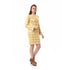 Andora Women's V-Neck Long Sleeves Plaid Dress - Light Yellow Casual Dress