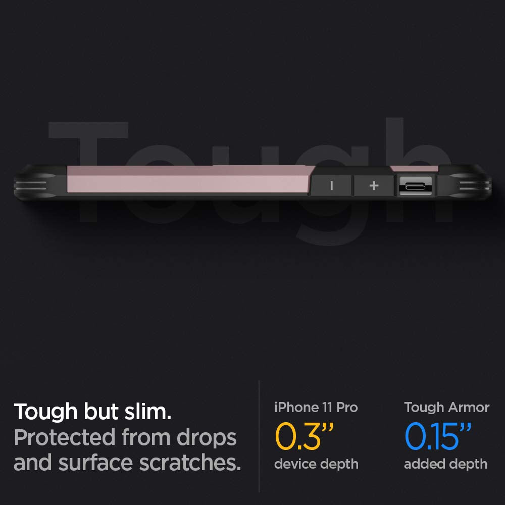 Spigen 077cs27242 tough armor back cover for iphone 11 pro mobile phone - rose gold