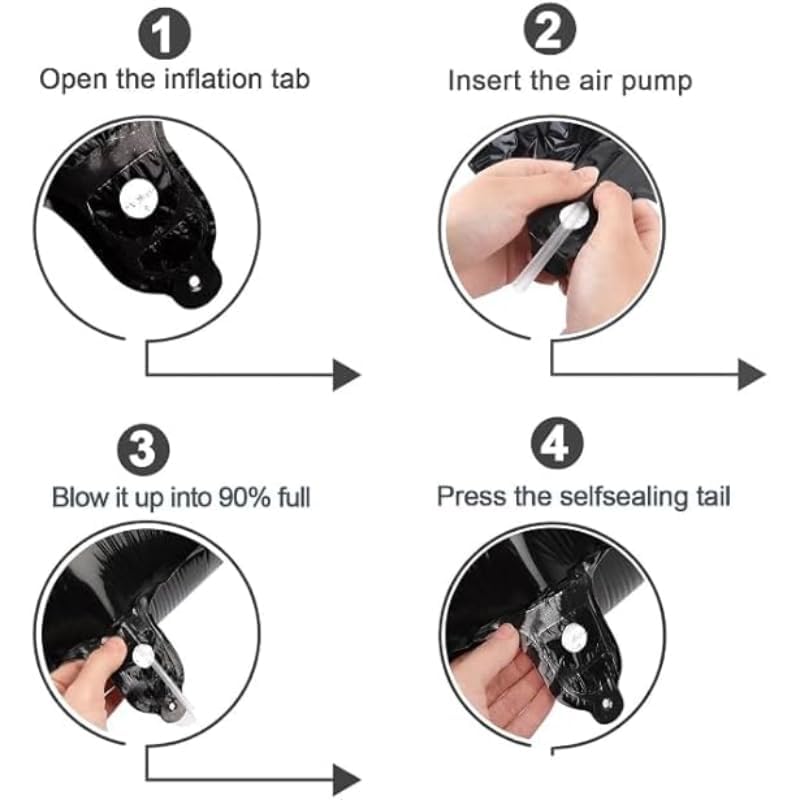 بالون فويل كبير على شكل رقم تسعة يمكن ملؤه بالهواء أو الهيليوم من مواد عالية الجودة مصنوعة خصيصًا لتزيين حفلات أعياد الميلاد 87 × 56 سم - أسود