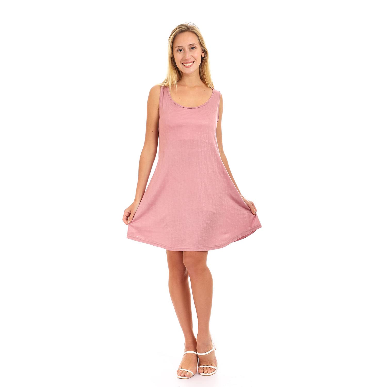 Kady Women Self Patterned Sleeveless Round Sleepshirt-Nightdresses & Nightshirts