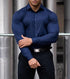 EOUOSS Men Slim Fit Dress Shirt Navy Long Sleeve Stretch Casual Shirt