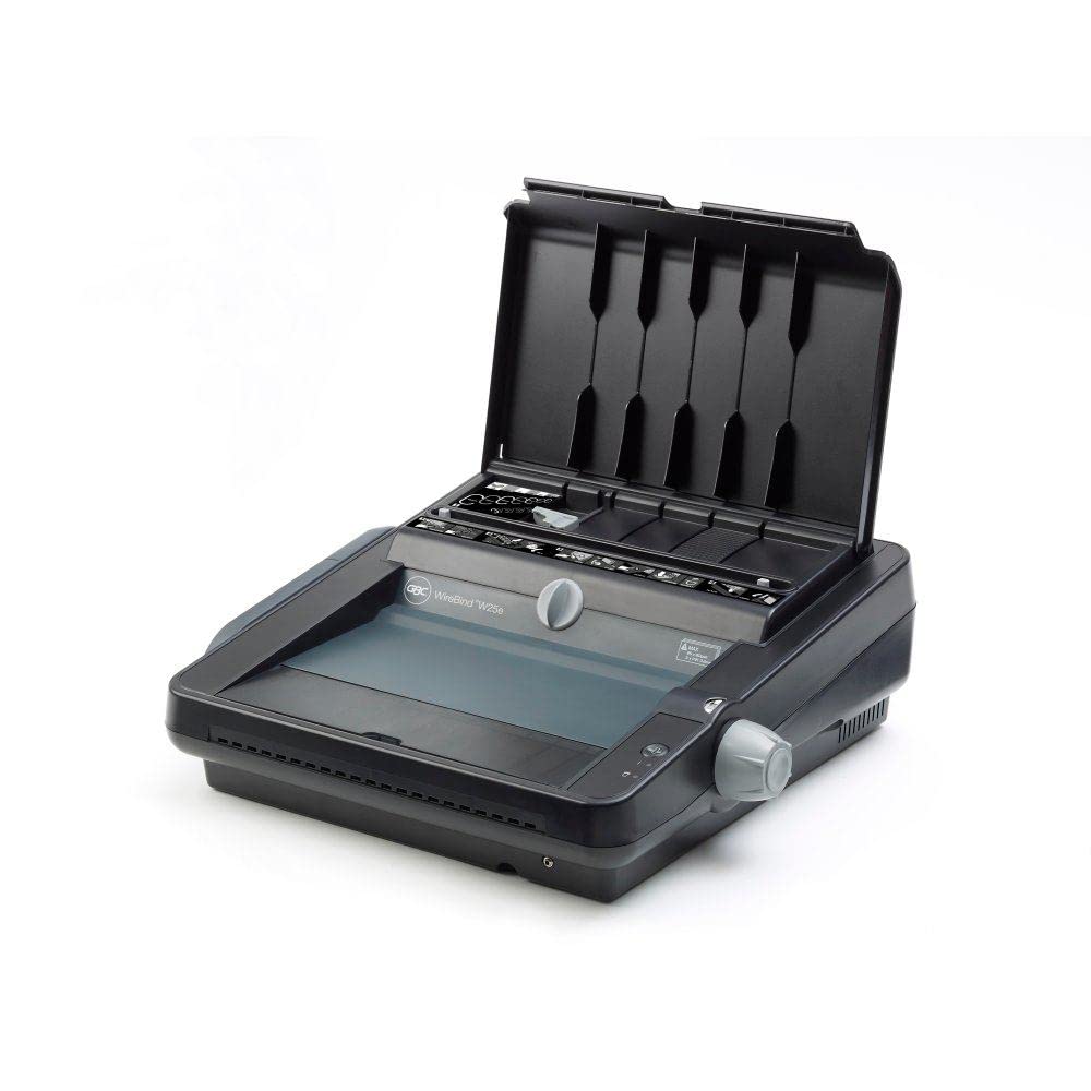 GBC WireBind W25E Binding Machine, Electronic Punch, 25 Sheet Punch Capacity, 125 Sheet Binding Capacity, A3(Landscape), A4 and A5 - Black, 4400427 ( Minor Scratches )