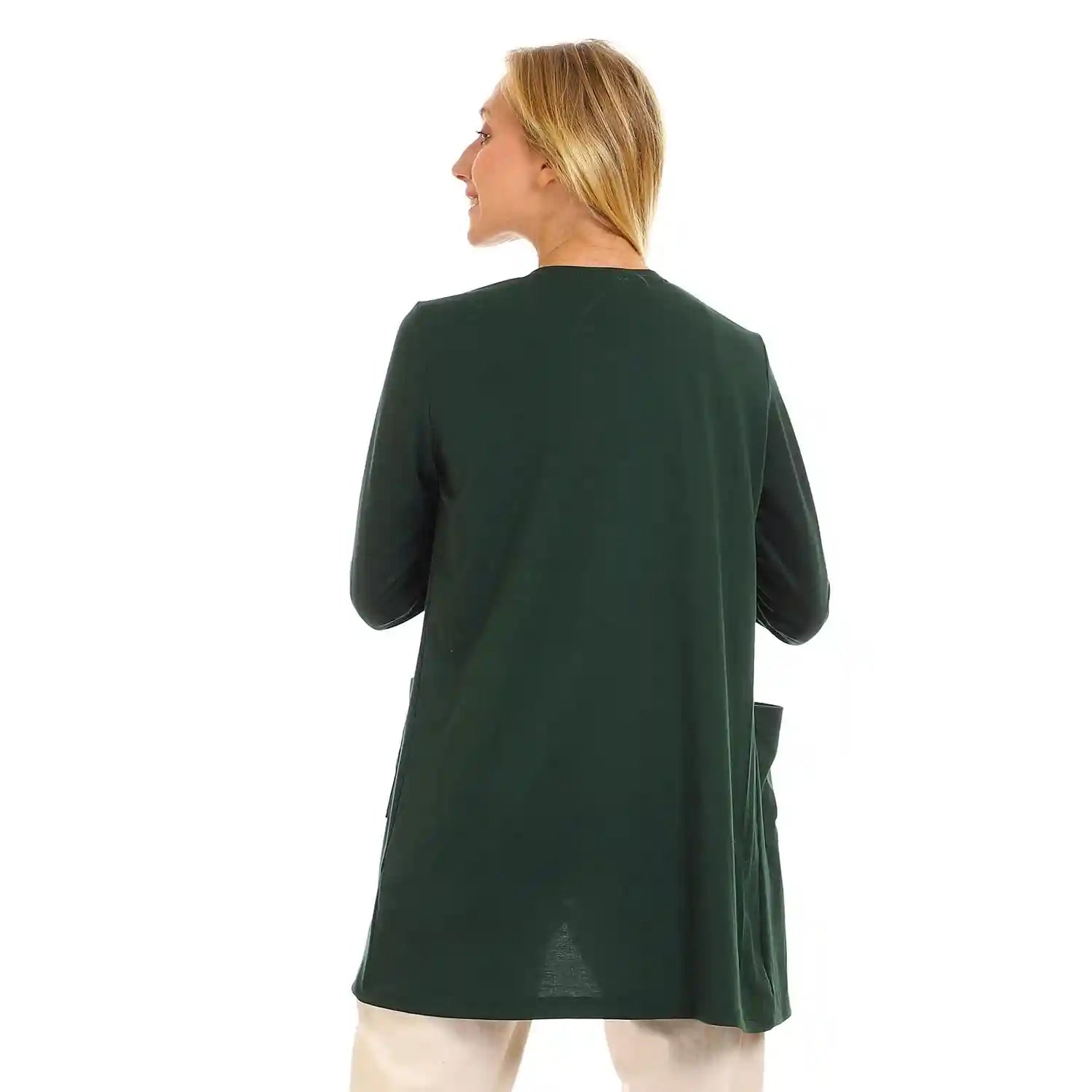 JAMILA Women Basic Plain Open Neckline Cardigan SWEATER