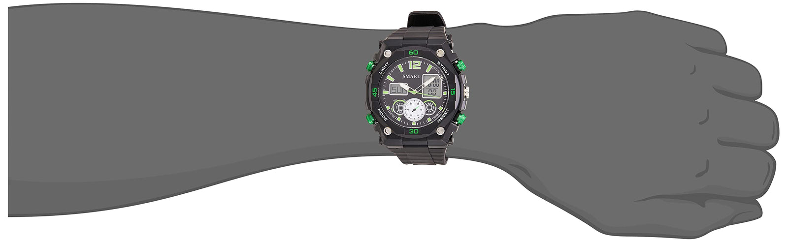 FT238 Black Round Analog-Digital Rubber Watch For mens