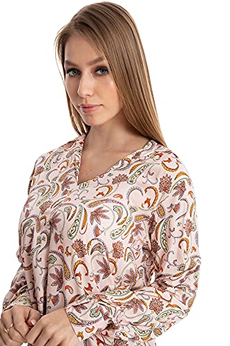 Dalydress Women's Patterned High-Low Long Sleeve Blouse