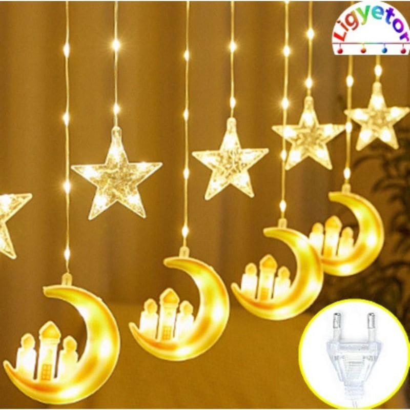 Ramadan Decoration Lamp, 8 Lighting Modes, Battery Operated Ramadan Lamp for Indoor Use, Curtains, Home, Party