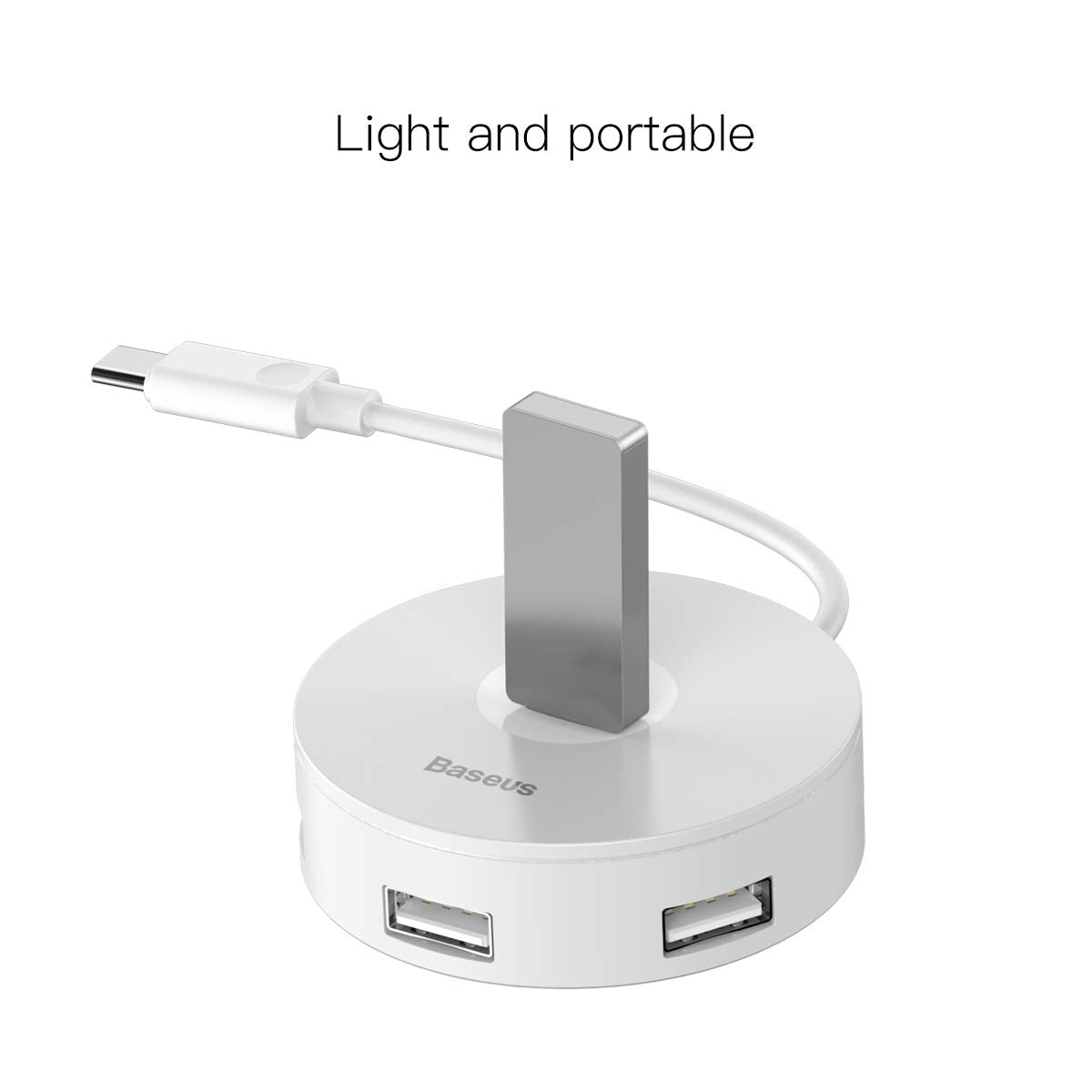محول محور مربع دائري باسيوس (النوع C الى USB3.0 * 1+USB2.0 * 3) 10 سم