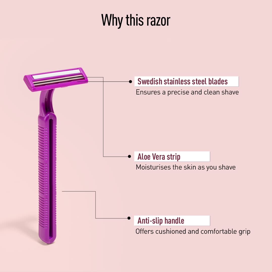 Sirona - Pack of 5 - Disposable Hair Removal Razor for Women | Aloe Boost | for Arms, Legs & Bikini Line | 2 Blade Shaving Razor