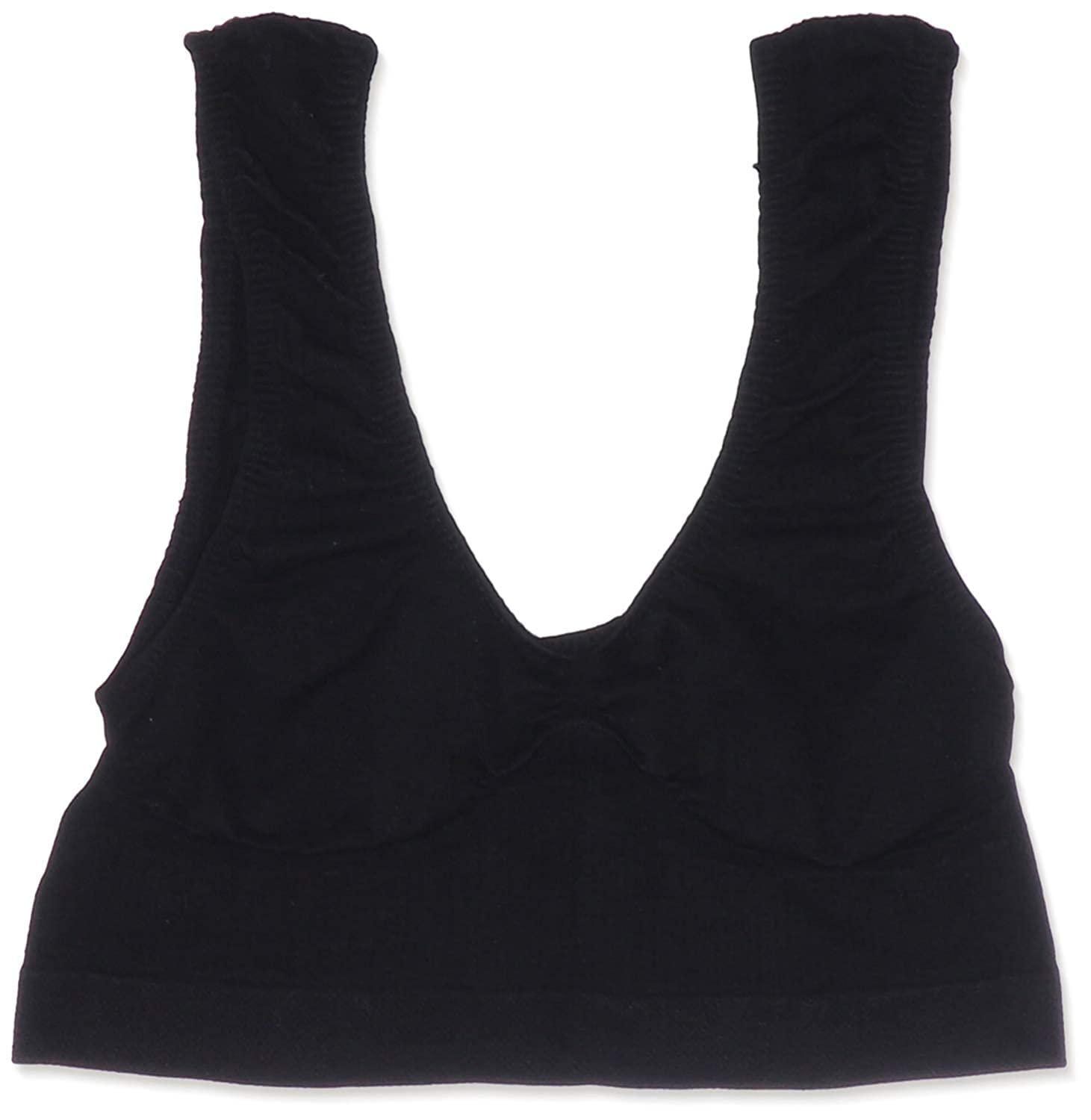 Carina Womens Ribbed Non-paded Soft Bra, Black, L- Comfortable