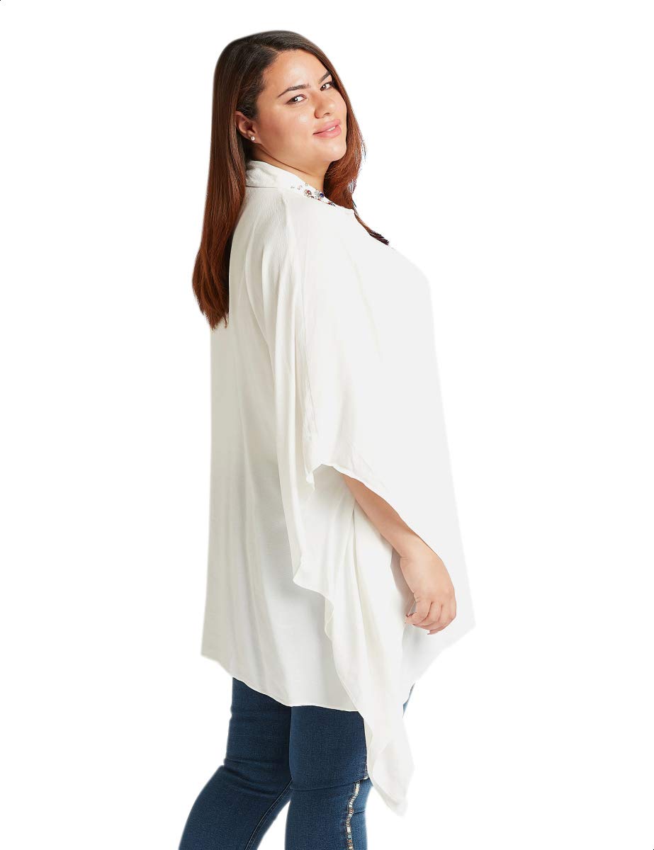 Splash Plain Asymmetrical Hem Concealed Placket Shirt Neck Viscose Blouse For Women.