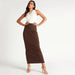 Solid Maxi Pencil Skirt with Slit Detail - Safqqa Egypt