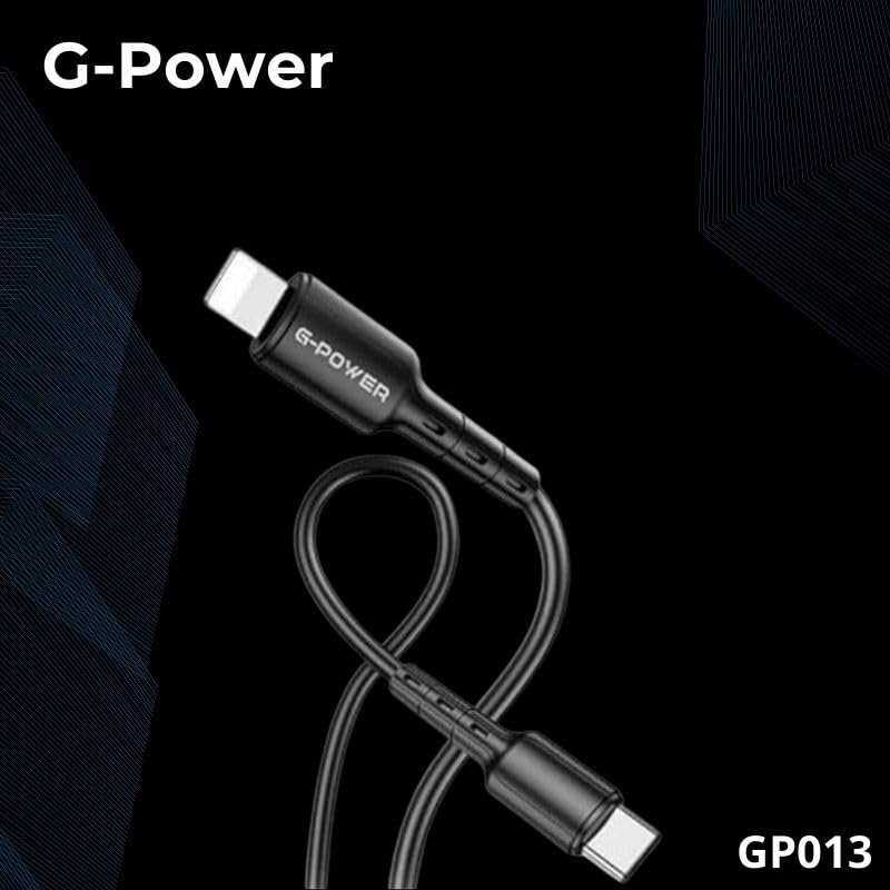 كابل شحن ونقل بيانات من نوع C إلى لايتنينج من G-Power GP013 بتصميم ذكي وكفاءة عالية لنقل البيانات لأجهزة متعددة بطول 1 متر وأقصى خرج 3.0 أمبير - أسود