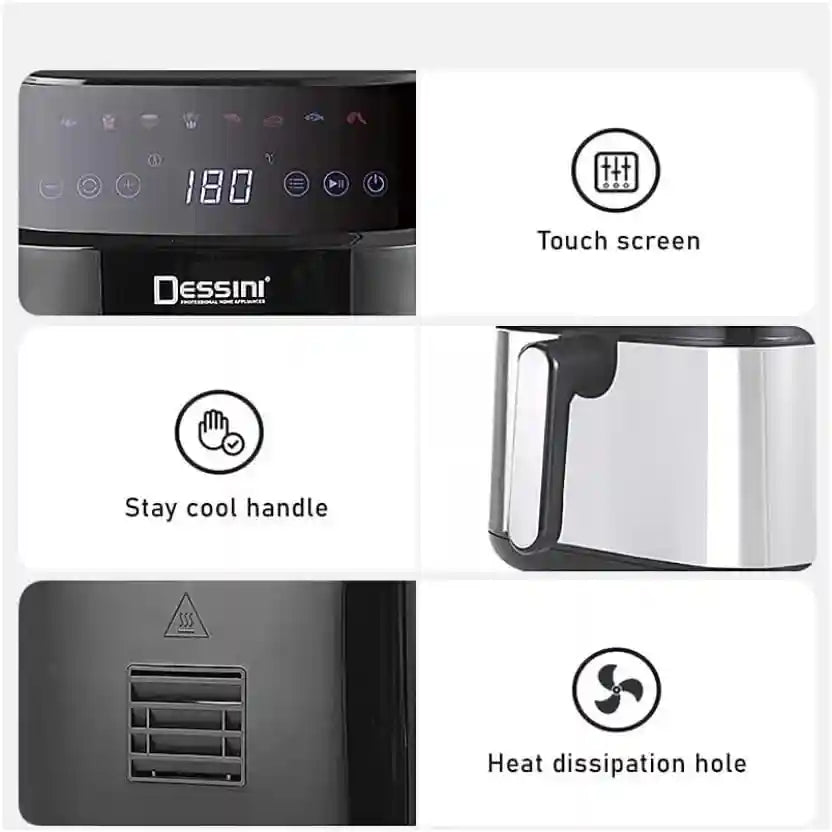 Dessini Digital Air Fryer 8 Litter 1500 Watt Model NO-DS-723D - Safqqa Egypt