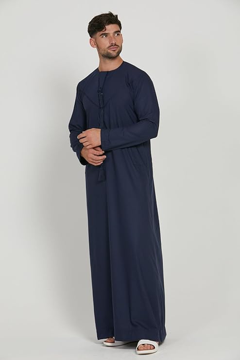 ثوب إماراتي رجالي لون أزرق غامق