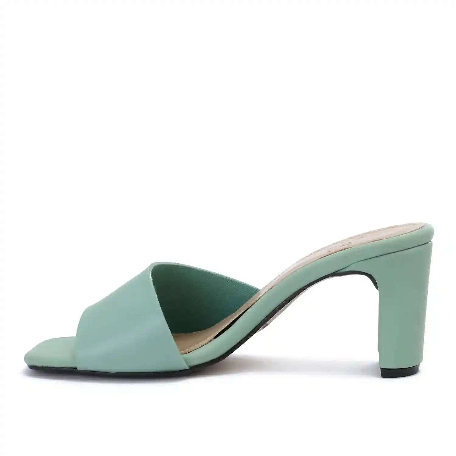 womens Curved Mid Heel Mule Heeled Sandal - Safqqa Egypt