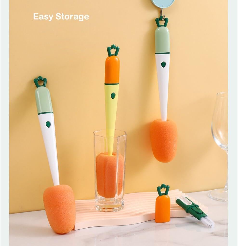 Generic Revolutionize your kitchen cleaning with this set of 2 multi-functional brushes for cups, bottles and glassware