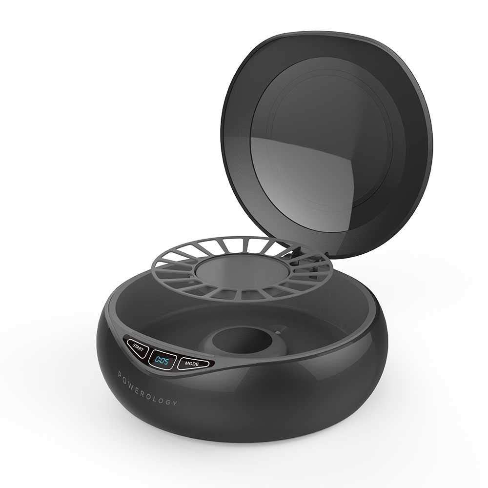 باورولوجي صندوق معقم بالاشعة فوق البنفسجية مع شحن لاسلكي سريع 15 واط، معقم 360 للموبايل يقتل الفيروسات والبكتيريا ويطهر للهواتف المحمولة والمفاتيح والساعات والاقنعة والايربودز (اسود)