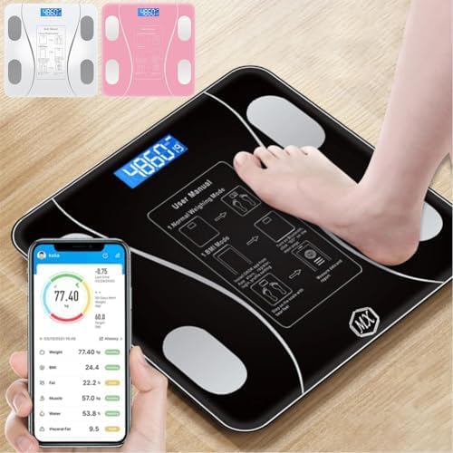Digital Personal Scale, Smart Body Weight Scale with Bluetooth and App, USB Rechargeable Body Composition Monitor (Black) Provides fast and even heating for optimal performance.
